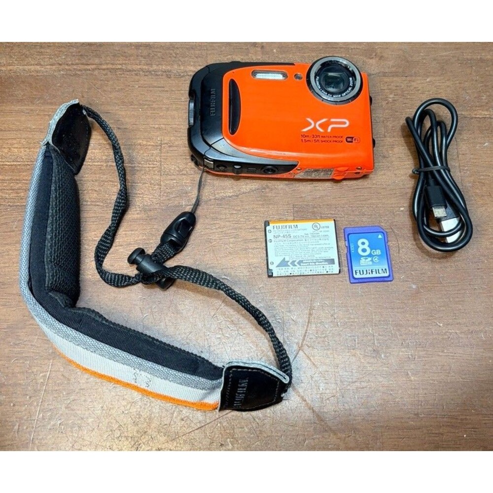 Waterproof Fujifilm FinePix XP70 16.4MP Digital orange Camera w/ battery & card